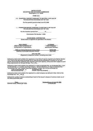 Thumbnail Exxon Mobil 10-Q Quarterly Report FY 