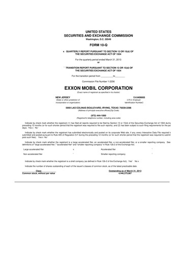 Thumbnail Exxon Mobil 10-Q Quarterly Report FY2013 