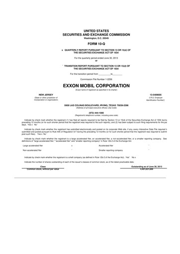 Thumbnail Exxon Mobil 10-Q Quarterly Report FY2013 