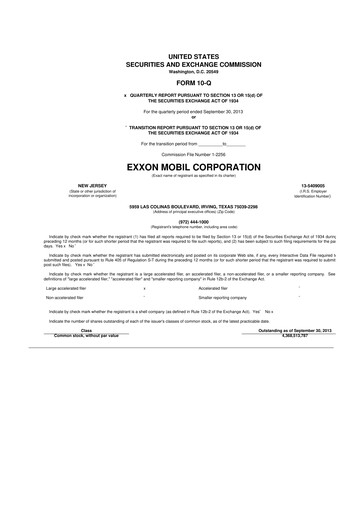 Thumbnail Exxon Mobil 10-Q Quarterly Report FY2013 