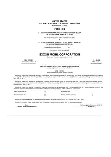 Thumbnail Exxon Mobil 10-Q Quarterly Report FY2015 