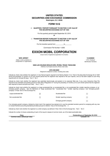 Thumbnail Exxon Mobil 10-Q Quarterly Report FY2018 