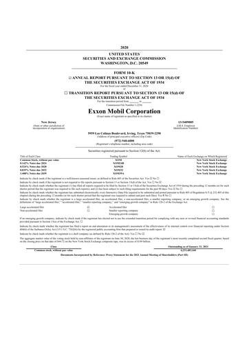 Thumbnail Exxon Mobil 10-K Annual Report 2020