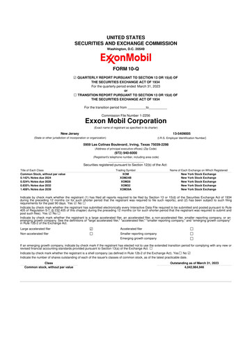 Thumbnail Exxon Mobil 10-Q Quarterly Report FY2023 