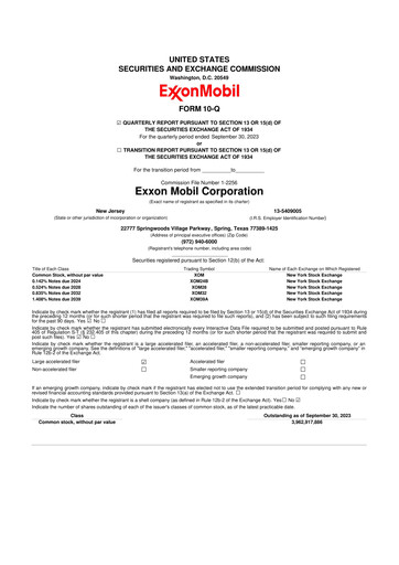 Thumbnail Exxon Mobil 10-Q Quarterly Report FY2023 