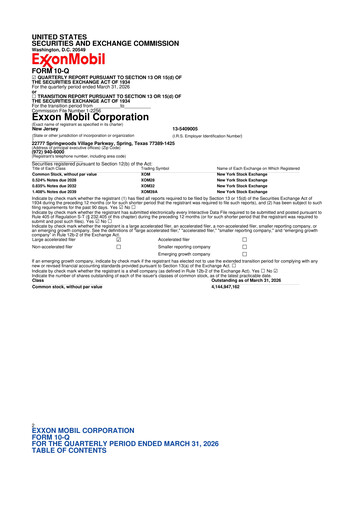 Miniature Exxon Mobil 10-Q Rapport trimestriel  