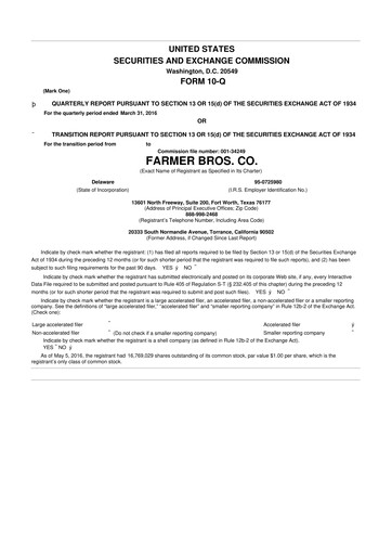 Thumbnail Farmer Brothers
 10-Q Quarterly Report FY2016 