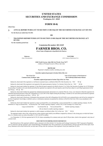 Thumbnail Farmer Brothers
 10-K Annual Report 2016