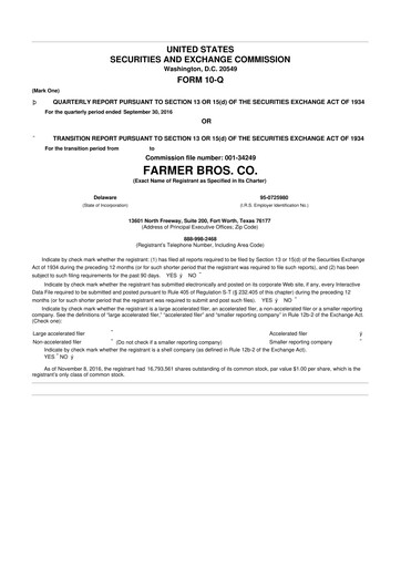 Thumbnail Farmer Brothers
 10-Q Quarterly Report FY2017 