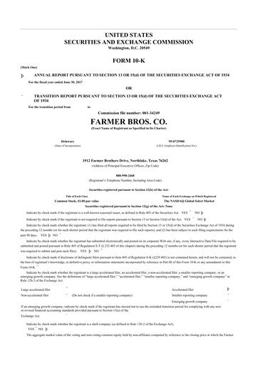 Thumbnail Farmer Brothers
 10-K Annual Report 2017