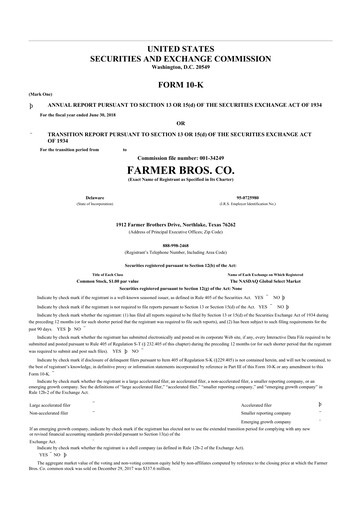 Thumbnail Farmer Brothers
 10-K Annual Report 2018