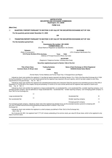 Thumbnail Farmer Brothers
 10-Q Quarterly Report FY2021 