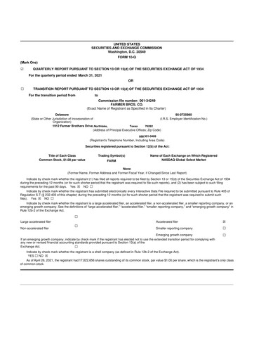Thumbnail Farmer Brothers
 10-Q Quarterly Report FY2021 