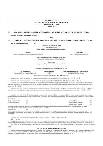 Thumbnail Farmer Brothers
 10-K Annual Report 2021