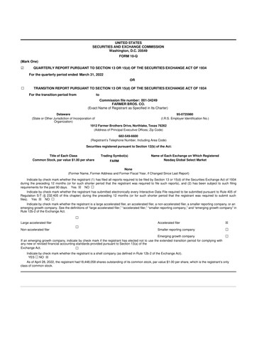 Thumbnail Farmer Brothers
 10-Q Quarterly Report FY2022 