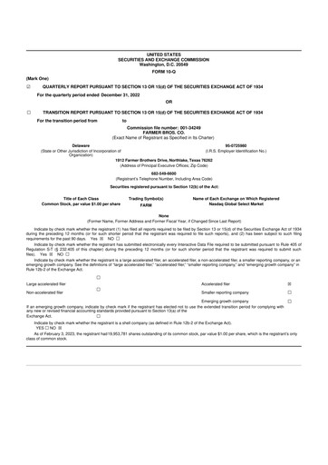 Thumbnail Farmer Brothers
 10-Q Quarterly Report FY2023 