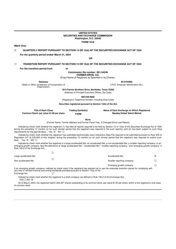 Thumbnail Farmer Brothers
 10-Q Quarterly Report FY2024 