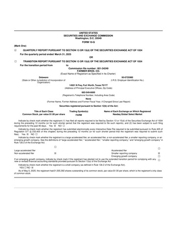 Thumbnail Farmer Brothers
 10-Q Quarterly Report FY2025 