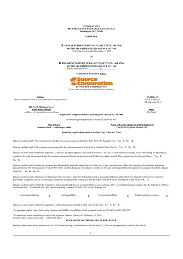 Thumbnail 1st Source
 10-K Annual Report 