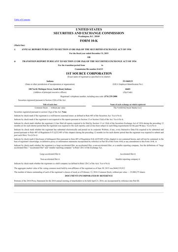 Thumbnail 1st Source
 10-K Annual Report 2015