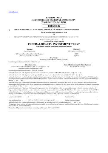 Thumbnail Federal Realty Investment Trust
 10-K Annual Report 2014