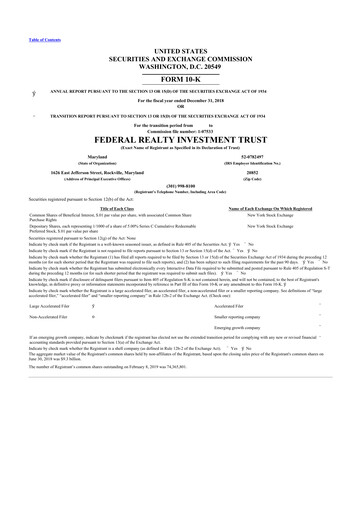 Thumbnail Federal Realty Investment Trust
 10-K Annual Report 2018