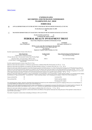 Thumbnail Federal Realty Investment Trust
 10-K Annual Report 2020