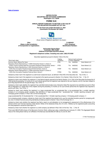 Thumbnail Fifth Third Bank
 10-K Annual Report 