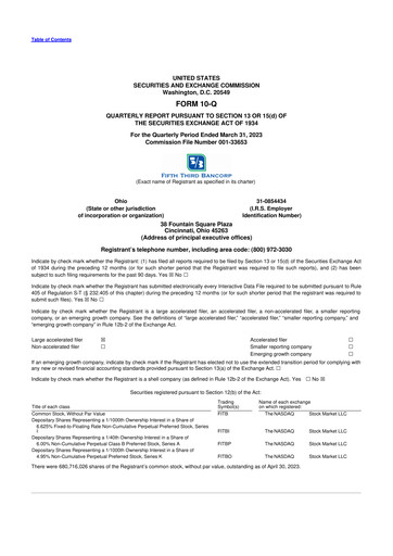 Thumbnail Fifth Third Bank
 10-Q Quarterly Report FY2023 