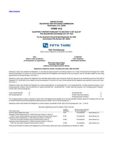 Thumbnail Fifth Third Bank
 10-Q Quarterly Report FY2024 