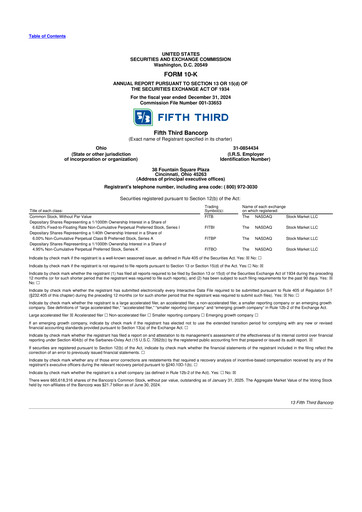 Thumbnail Fifth Third Bank
 10-K Annual Report 