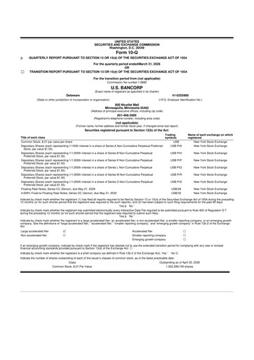 Vorschaubild U.S. Bancorp 10-Q Quartalsbericht 2026 