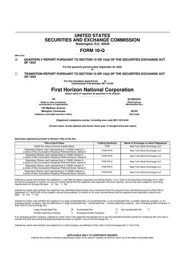 Thumbnail First Horizon Corporation 10-Q Quarterly Report FY2020 