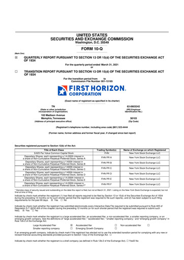 Thumbnail First Horizon Corporation 10-Q Quarterly Report FY2021 