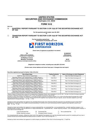 Thumbnail First Horizon Corporation 10-Q Quarterly Report FY2021 