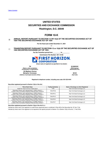 Thumbnail First Horizon Corporation 10-K Annual Report 2021