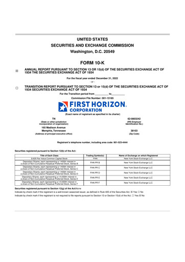 Thumbnail First Horizon Corporation 10-K Annual Report 2022