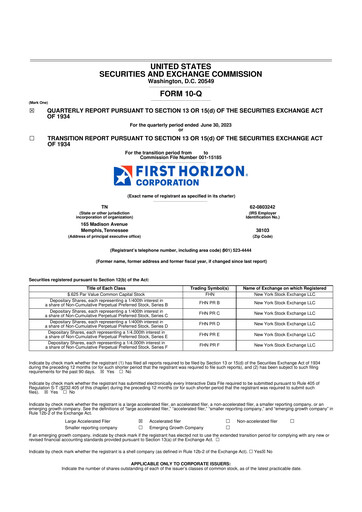 Thumbnail First Horizon Corporation 10-Q Quarterly Report FY2023 