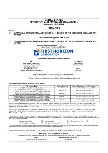 Thumbnail First Horizon Corporation 10-Q Quarterly Report FY2024 