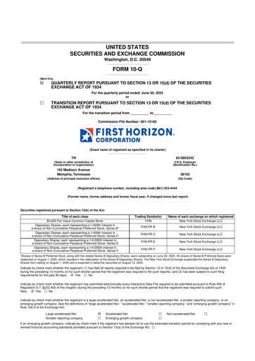 Thumbnail First Horizon Corporation 10-Q Quarterly Report FY2025 