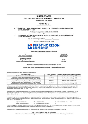 Thumbnail First Horizon Corporation 10-Q Quarterly Report FY2025 