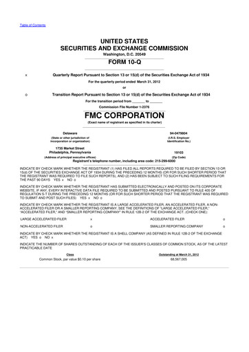 Thumbnail FMC Corporation 10-Q Quarterly Report FY2012 