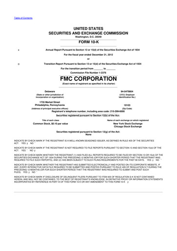 Thumbnail FMC Corporation 10-K Annual Report 2012