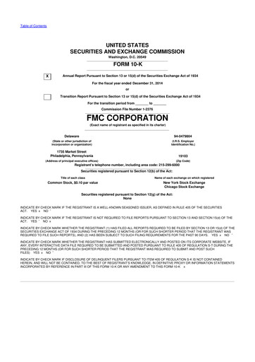 Thumbnail FMC Corporation 10-K Annual Report 2014