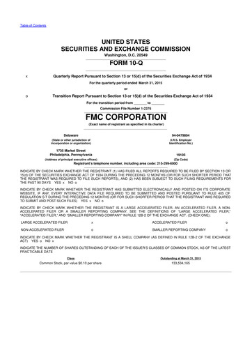 Thumbnail FMC Corporation 10-Q Quarterly Report FY2015 