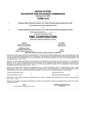 Thumbnail FMC Corporation 10-Q Quarterly Report FY2016 