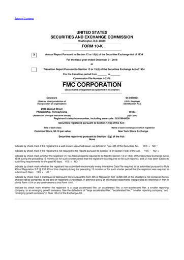 Thumbnail FMC Corporation 10-K Annual Report 2018