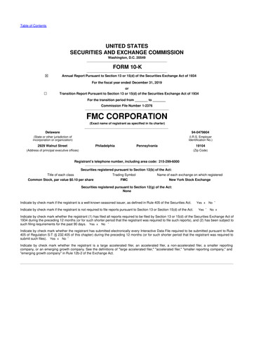 Thumbnail FMC Corporation 10-K Annual Report 2019