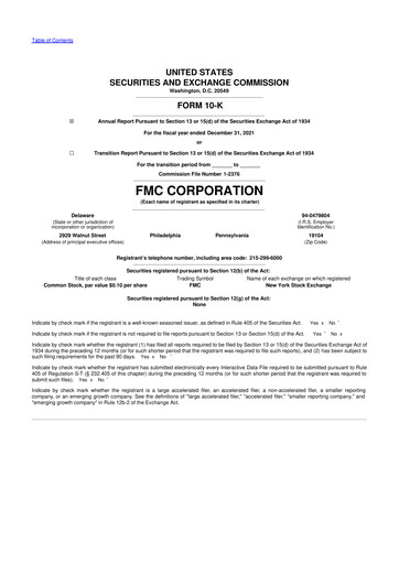 Thumbnail FMC Corporation 10-K Annual Report 2021