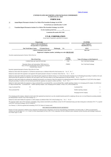 Thumbnail F.N.B. Corporation
 10-K Annual Report 2019
